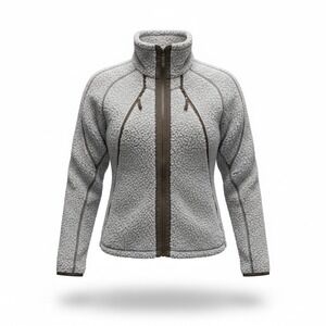 KUHL Flight Jacket Womens Large Full Zip Sherpa Fleece Thumbholes 2037